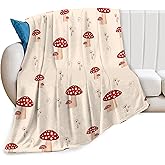 remzoke Mushroom Blanket for Girl Women Soft Warm Red Mushroom Stuff Decor Fleece Throw Blanket Plush Cozy Mushroom Lightweight Flannel Gifts Blankets for Adults Kids 50''X40''