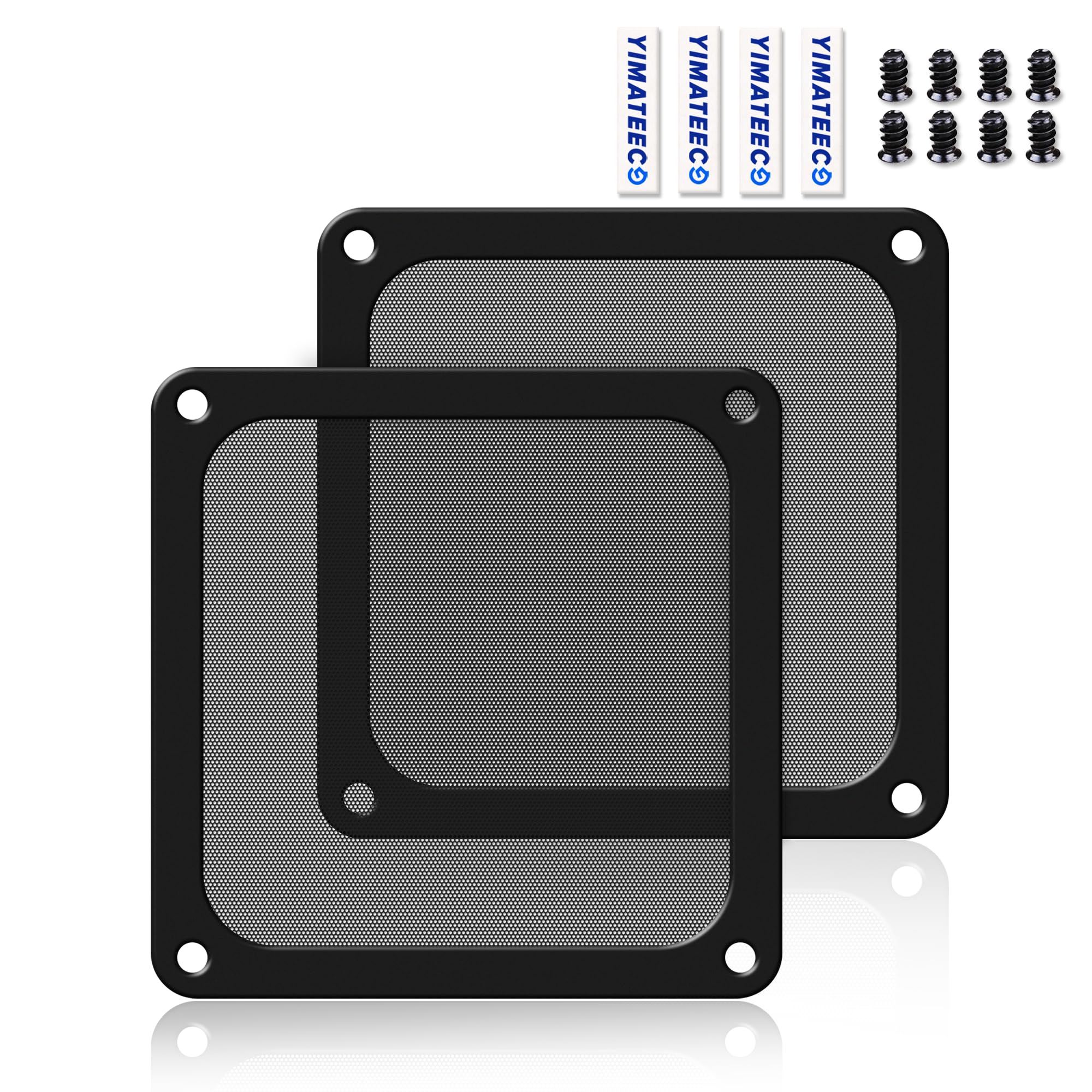 YIMATEECO 120mm Fan Dust Filter PC for Computer Cooler/PSU/Routers PVC 50 Mesh, Magnetic Frame Dustproof PC Case Cover Fan Grills (PVC PRO, 120 * 120mm, 2pcs, Black)