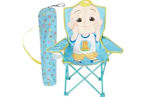 Idea Nuova Cocomelon Kids Folding Camp Chair with Carry Bag,Indoor/Outdoor Portable Chair, Lightweight & Compact, Great for Travel, Camping, Beach, Ages 3+