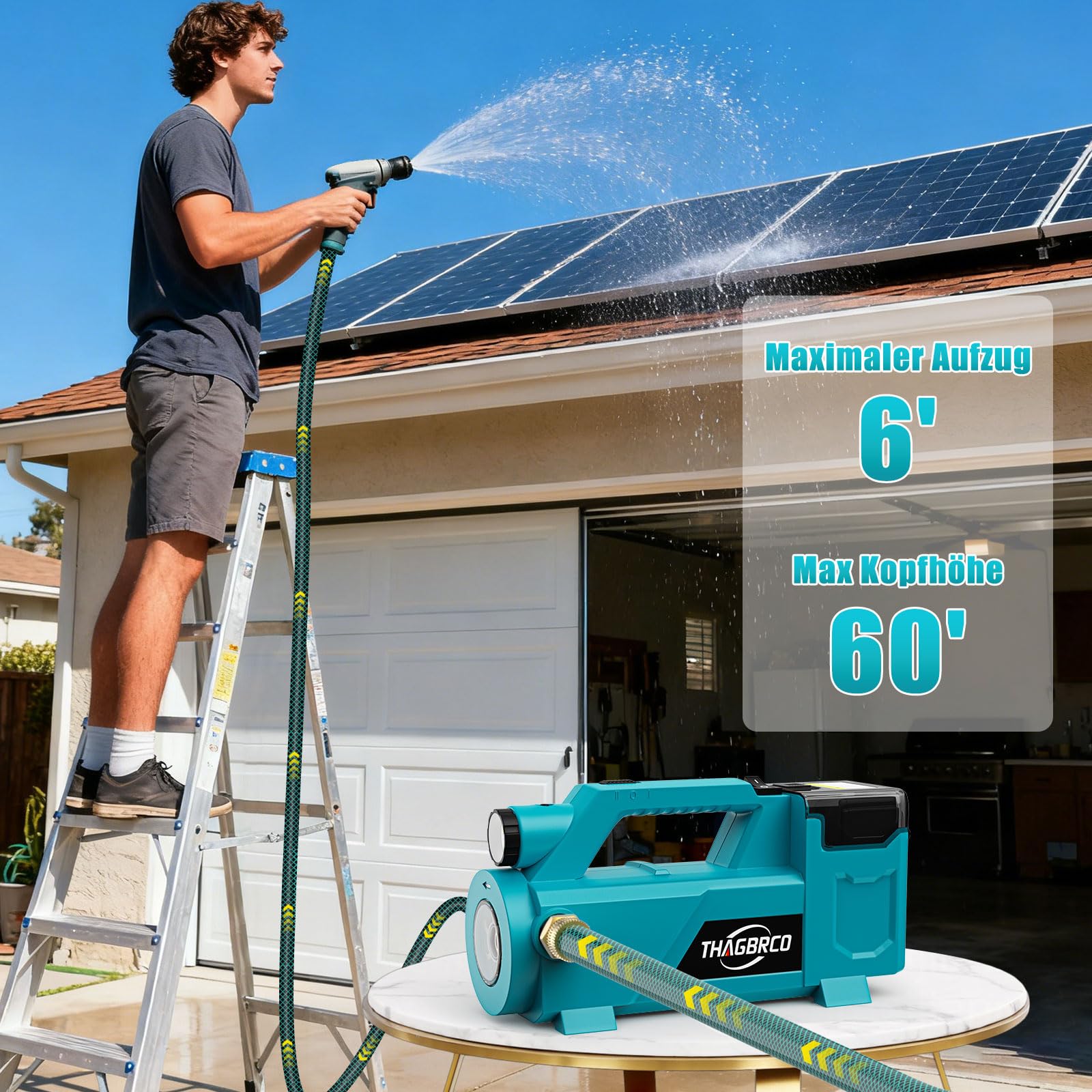 Tragbare selbstansaugende Pumpe für Makita 18V Li-Ion Akku, Akkubetriebene 18V 430 GPH Wasserpumpe (nur Werkzeug, keine Batterie) 5