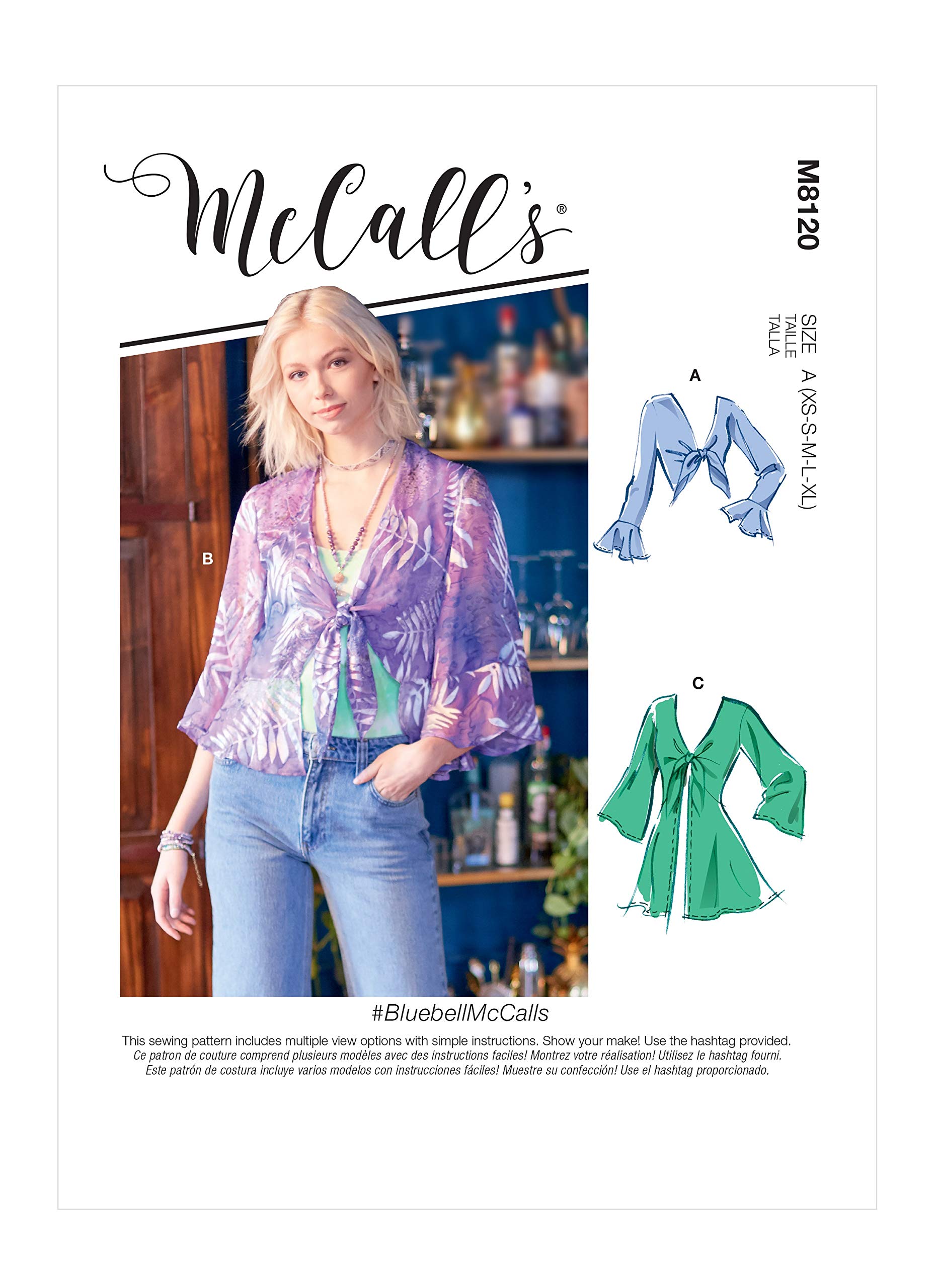 McCalls Sewing Patterns M8120A Misses>Jackets & Vests, XS-S-M-L-XL