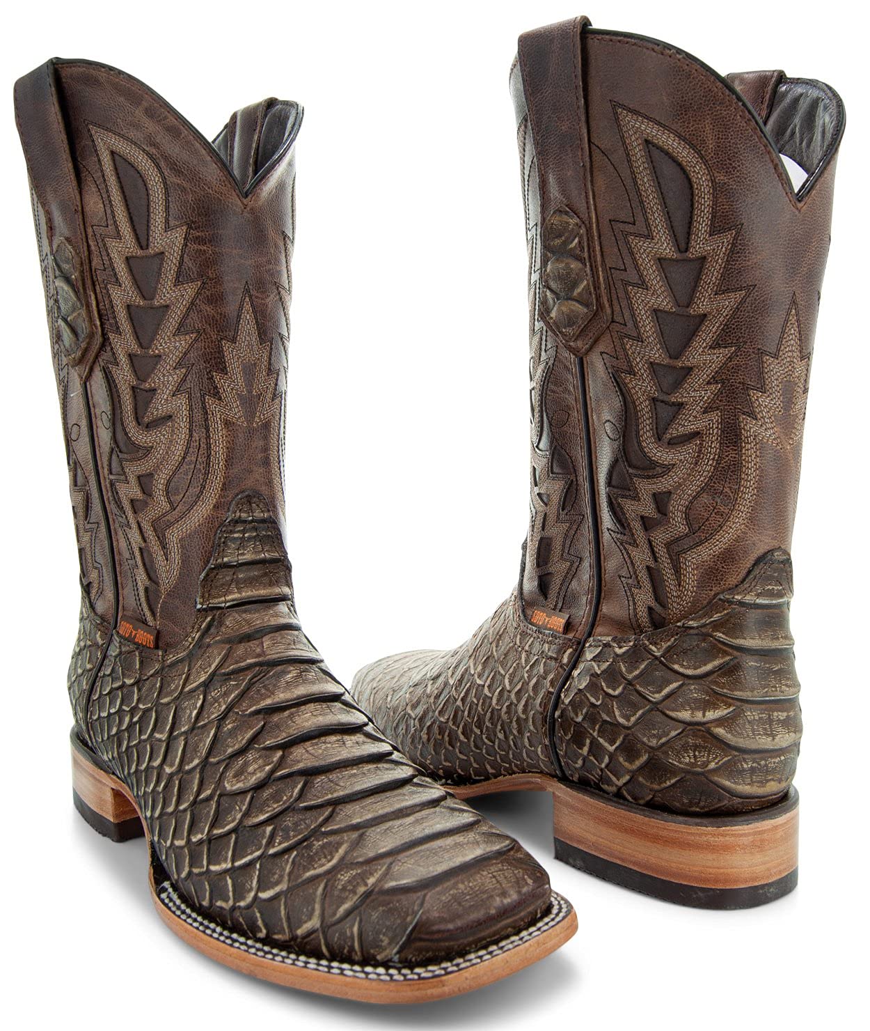 Photo 1 of Soto Boots Mens Snakebike Python Print Boots H50032 (Tan,9.5)