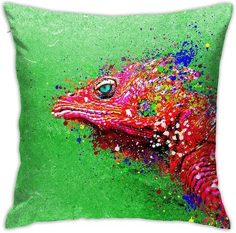 Amazon 枕カバークッションカバー絵画赤いトカゲ高級投球枕カバーソファソファ寝室のリビングルームの家の装飾 ホリデークリスマスギフト18 X18インチ 枕カバー ピローケース オンライン通販