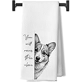 BUJSP Corgi Dog Hand Towels for Bathroom Decor,Corgi Gifts for Corgi Lovers,Black and White Dog Decorative Hand Towels for Washroom Restroom,16x24 Inch