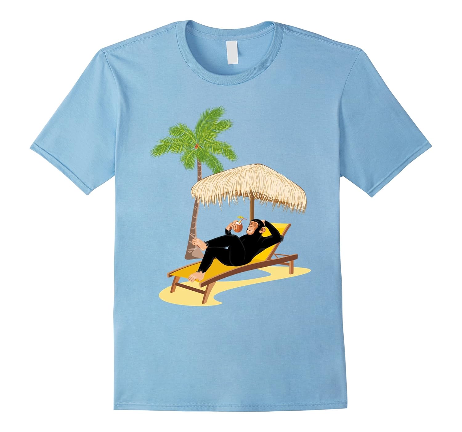 Funny monkey shirt - Chimp relaxing under palm on the beach-ANZ