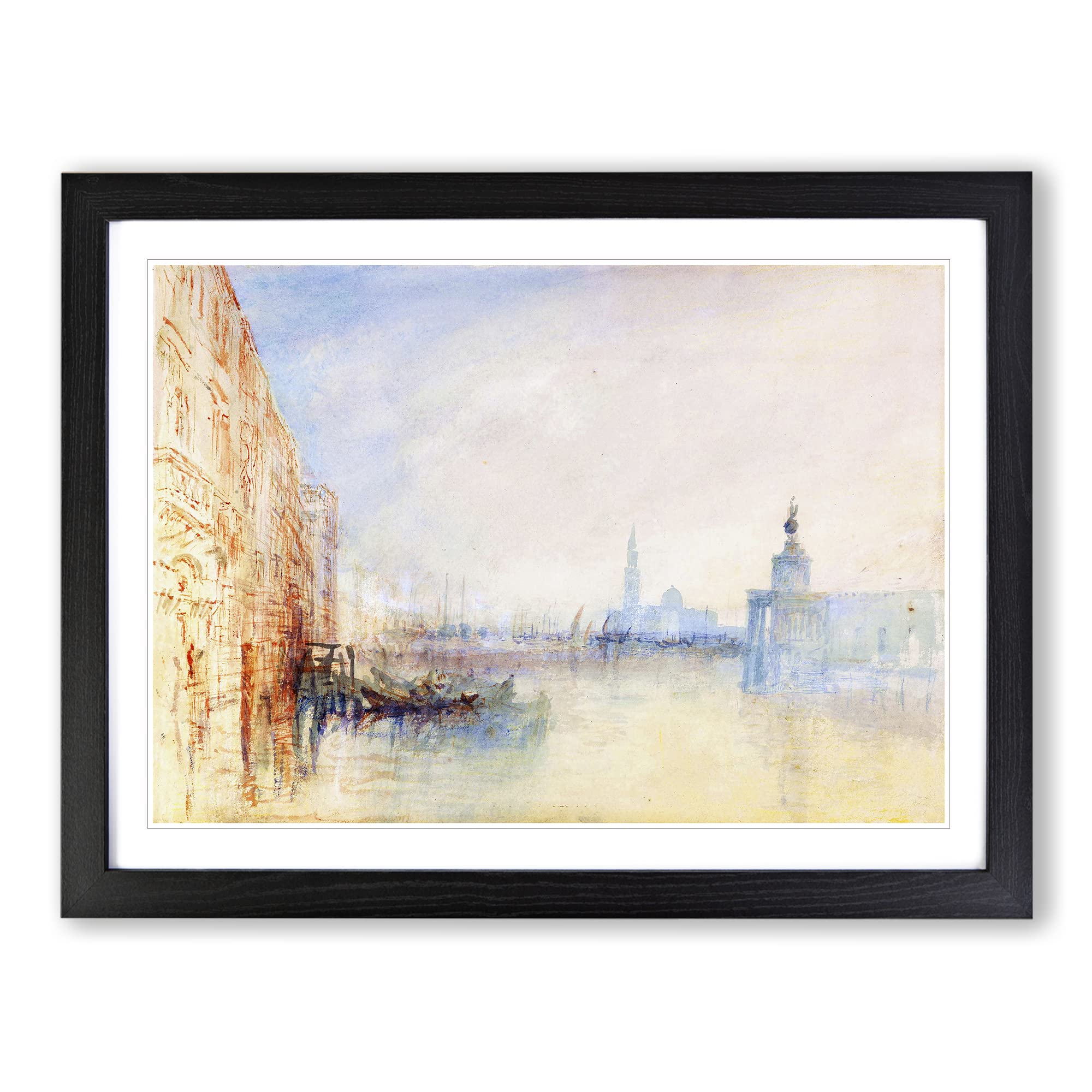 J.M.W. Turner Venice the Mouth of the Grand Canal Classic Painting Framed Print | A4 Black Framed Wall Art | Ready to Hang | Classic Historical Picture | Living Room Bedroom Lounge Office