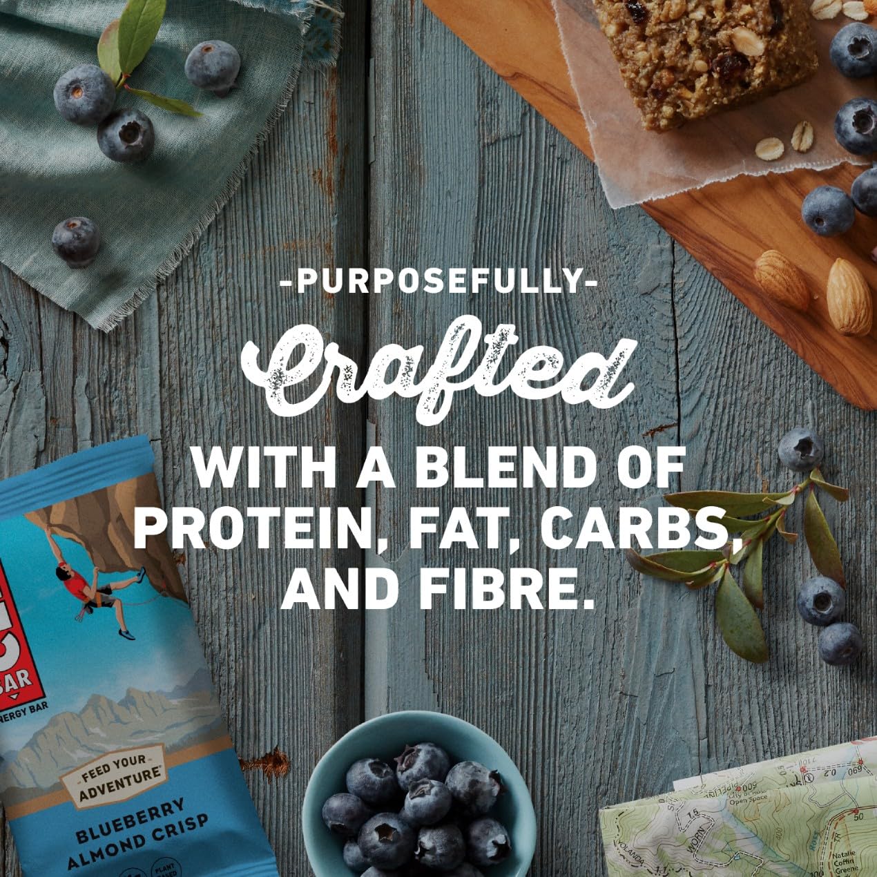 CLIF BAR | Energieriegel | mit 11g pflanzlichem Eiweiß | Blueberry Almond Crisp | Energy Bar | Pflanzlicher Proteinriegel für Laufen, Marathon-Training, Radfahren und Ausdauersport | 12 x 68 g 6