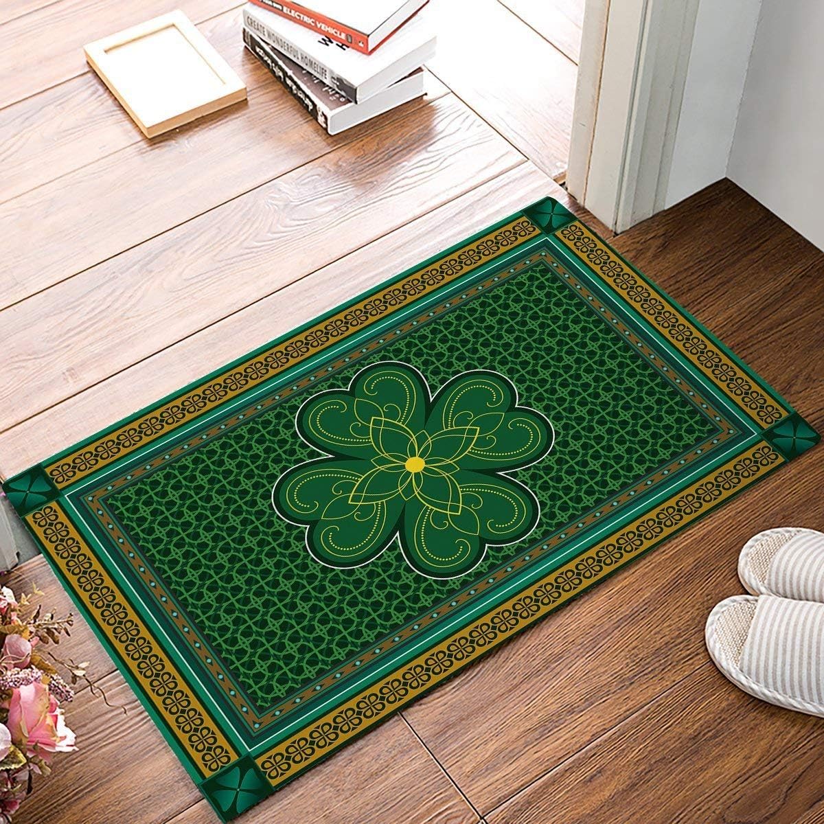 Picpeak Doormats Non-Slip Rugs Floor Carpet Keeps Your Floors Clean - Traditional Shamrock Irish Decorations Design Non-Slip Mat 18x30inch