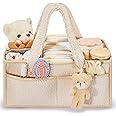 FIDOSTRIBE™ Baby Diaper Caddy with Handle, Portable Baby Diaper Caddy Organizer for Changing Table, Car Caddy Organizer, Large Diaper Storage Capacity (Oatmeal)