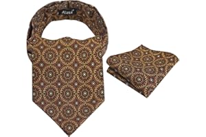 Alizeal Mens Vintage Circle Pattern Cravat Set with Hanky Casual Self-tied Neckerchief Set