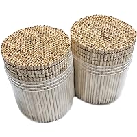 Makerstep 1000 Wooden Toothpicks Ornate Handle in Toothpicks Holder Container 2 Packs of 500, Good for Craft, Party, Cocktail