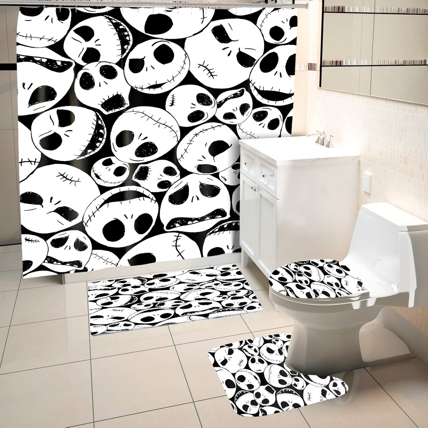 4PCS/Set Nightmare Before Christmas Shower Curtain, Jack