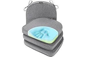 SUNROX Gel Memory Foam Chair Cushion with Ties, Ultra Durable Water Resistant FadeShield Outdoor/Indoor Reversible Chair Seat Cushion 17 x 16 inch Set of 4, Heather Charcoal