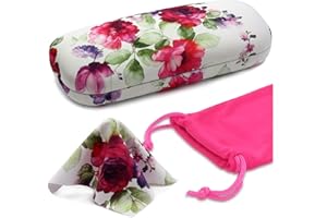 MyEyeglassCase Women's Hard Eyeglass Case | Protective Hard Shell Glasses Case with Pouch and Cloth