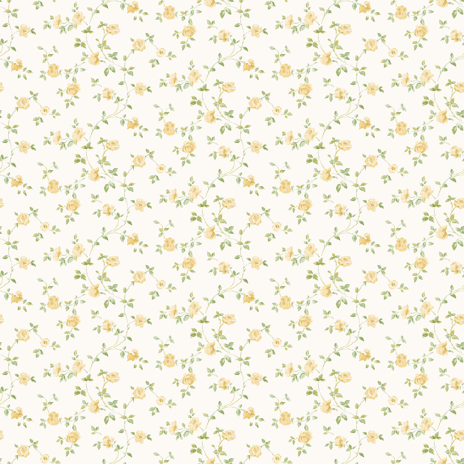Galerie G67891 Miniatures 2 Small Rose Trail Design Wallpaper, Yellow/White, 10m x 53cm