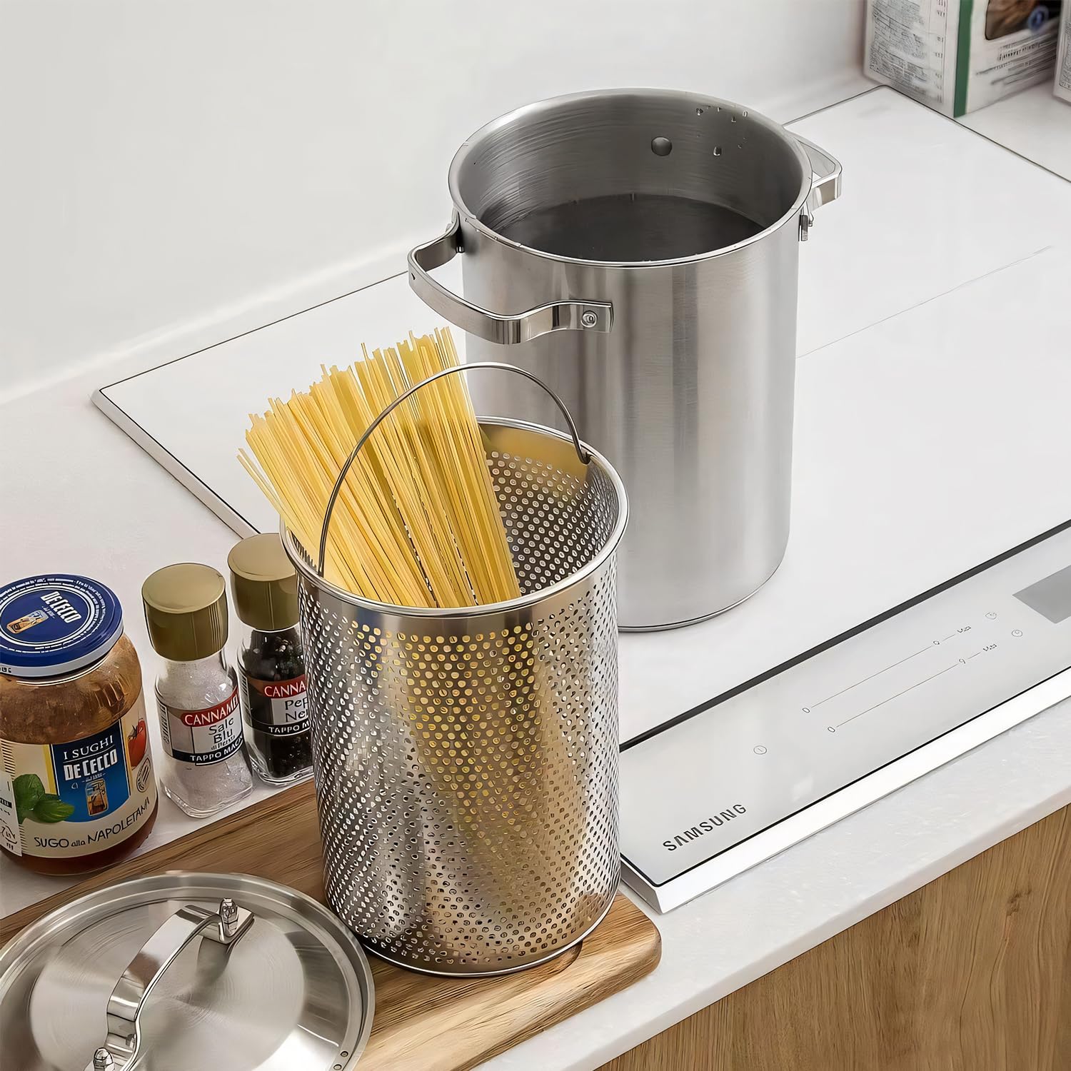 Photo 1 of *MINOR DAMAGE - USED*
Asparagus Pot, Stainless Steel Asparagus Steamer Pot & Spaghetti Pasta Cooker with Perforated Steamer Basket - 3-Ply Base, 4.3L/1.14Gal, Versatile Cookware ? ?