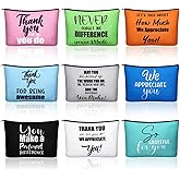 Kacctyen 9 Pcs Employee Appreciation Gift Bulk Inspirational Thank You Gift for Women Employee Makeup Bag Zipper Pouch Canvas Cosmetic Bag for Social Worker Volunteer Team Staff Teacher Nurse Coworker