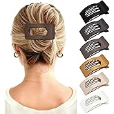 Mesovor 6 Pack Flat Claw Clips for Women, Strong Hold French Flat Hair Clips for Thick Thin Hair | 3.94" Nonslip Large Square Lay Flat Hairclips (Neutral Matte)