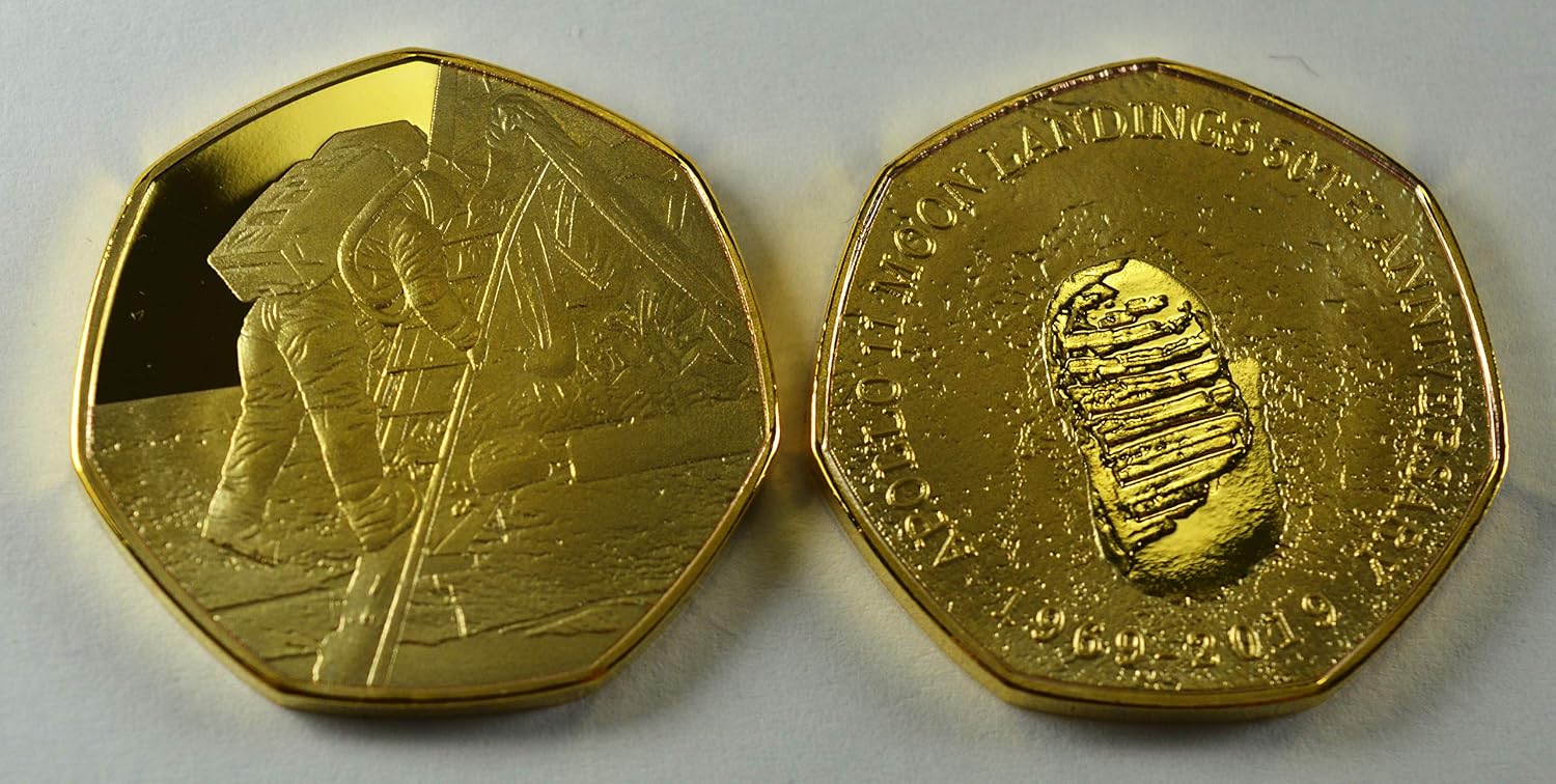 LUNAR/MOON LANDINGS 50TH ANNIVERSARY 1969-2019 24ct Gold Commemorative Coin Albums/50p Collectors, Coin Hunt Apollo 11 - Image 4