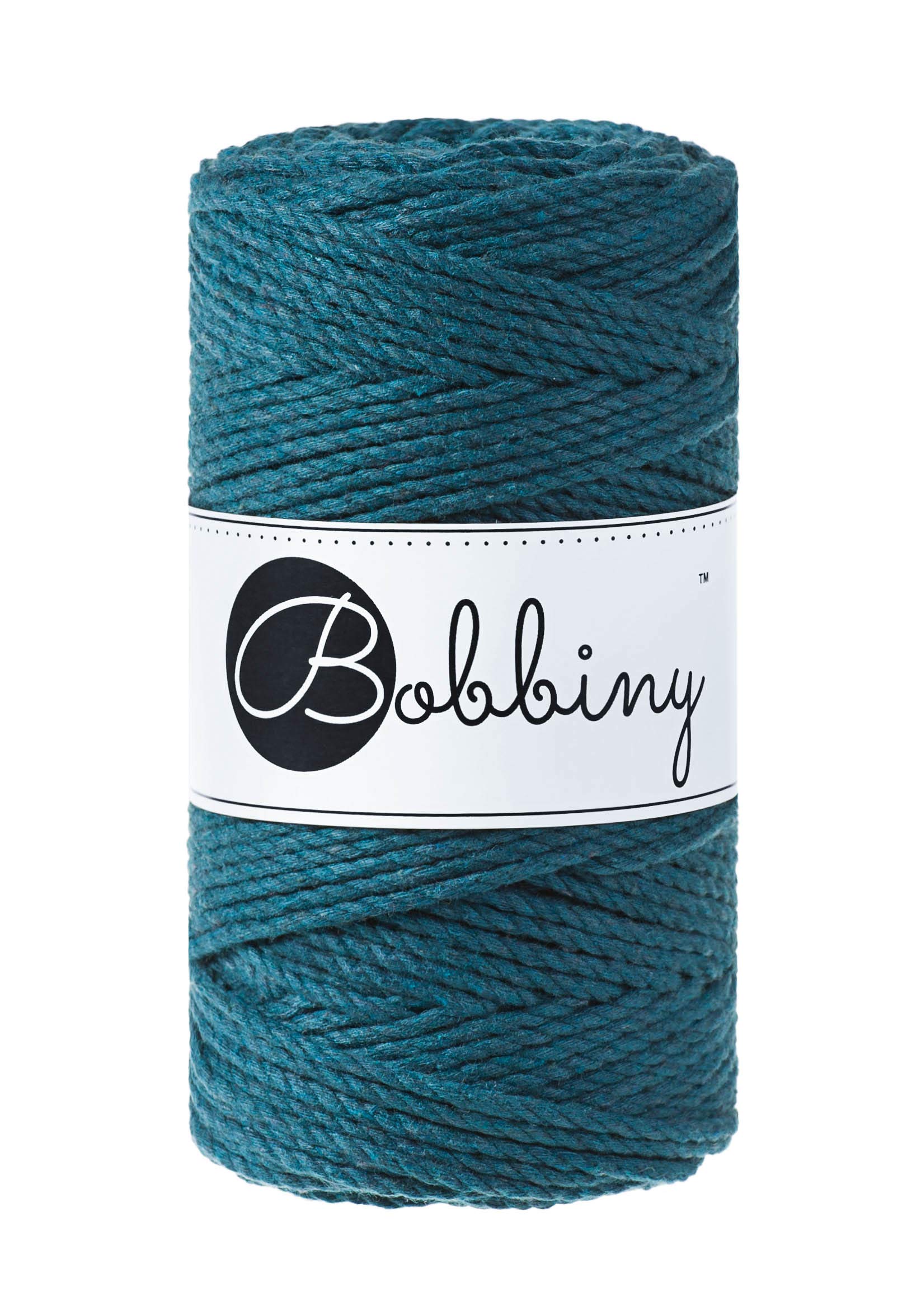 Bobbiny Regular 3mm 3 Ply Macrame Cord (Peacock Blue) 100m