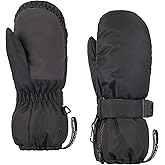 HIGHCAMP Kids Long Cuff Winter Snow Ski Mitten with Zipper Waterproof Gloves for Toddler Boys Girls