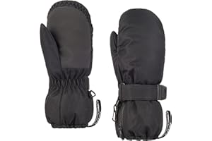 HIGHCAMP Kids Long Cuff Winter Snow Ski Mitten with Zipper Waterproof Gloves for Toddler Boys Girls