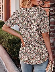 KISSMODA Women's Tunic Tops Casual V Neck Short