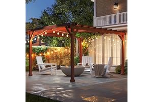 Outsunny 11' x 12.5' Outdoor Pergola, Wood Pergola Gazebo Grape Trellis with Stable Structure for Climbing Plant Support, Patio, Deck, Backyard, Lawn