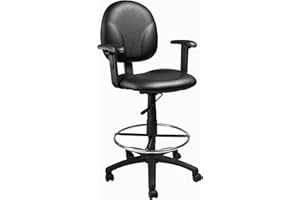 Boss Office Products B1691-CS Stand Up Caressoft Drafting Stool with Adjustable Arms in Black