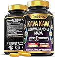 Tenmido Kava Kava Root Supplement - 8in1 Formula - Combine with Ashwagandha, Maca, Turmeric, Ginkgo Biloba, St. John's Wort, Valerian & Black Pepper - 120 Vegan Capsules, 4 Months Supply