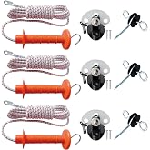 3 Pack Electric Fence Bungy Gate Kit - Expands 13ft to 23ft Heavy Duty Bungee Rope Gate for Livestock and Horses | Includes Insulated Handle, Pinlock 3-Way Insulator &amp; Anchor for Farm Pasture Fence
