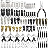 EuTengHao 169Pcs Zipper Repair Kit Zipper Replacement Zipper Pull Rescue Kit with Zipper Instal Pliers Tool and Zipper Extens