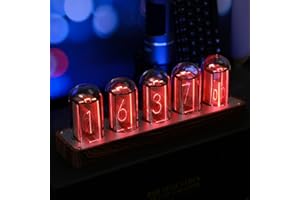 ClocTeck Nixie Tube Clock Walnut Digital Clock, Support Wi-Fi Time SYNC, Alarm & Timer, 12/24H Display, A Retro Gift for Friends (Wood Grain)