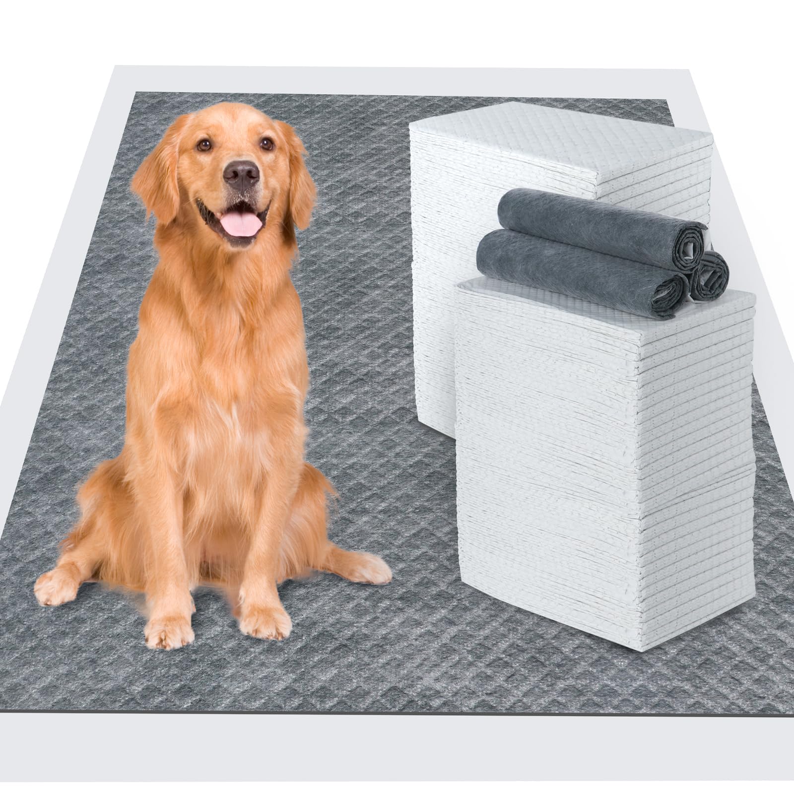 Photo 1 of 60pcs Charcoal Puppy Pads - Extra Large 24" x 36" Carbon Odor Control, 6-Layer Leak-Proof & Quick Dry Dog Training Pads