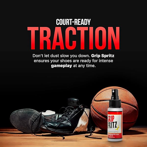 GRIP SPRITZ – BASKETBALL SHOE GRIP SPRAY – IMPROVE SOLE TRACTION & COURT GRIP – REJUVENATE & ELONGATE SNEAKER LIFE – ANTI SLIP GRIP & PERFORMANCE ENHANCER – BASKETBALL ACCESSORY