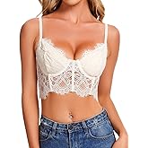 Lidogirl Women Camisole Floral Lace Bralette Longline Cami Top S-2XL