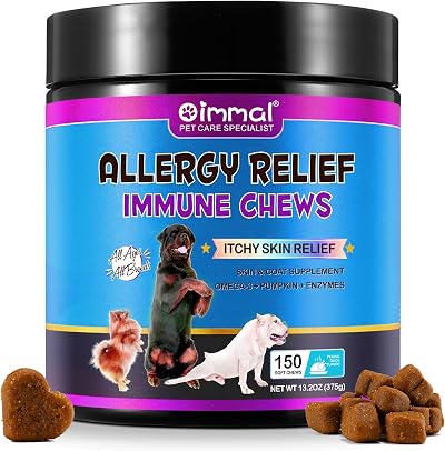 HUALIJIA Dog Allergy Relief Treats 150 Chews Peking Duck Flavor