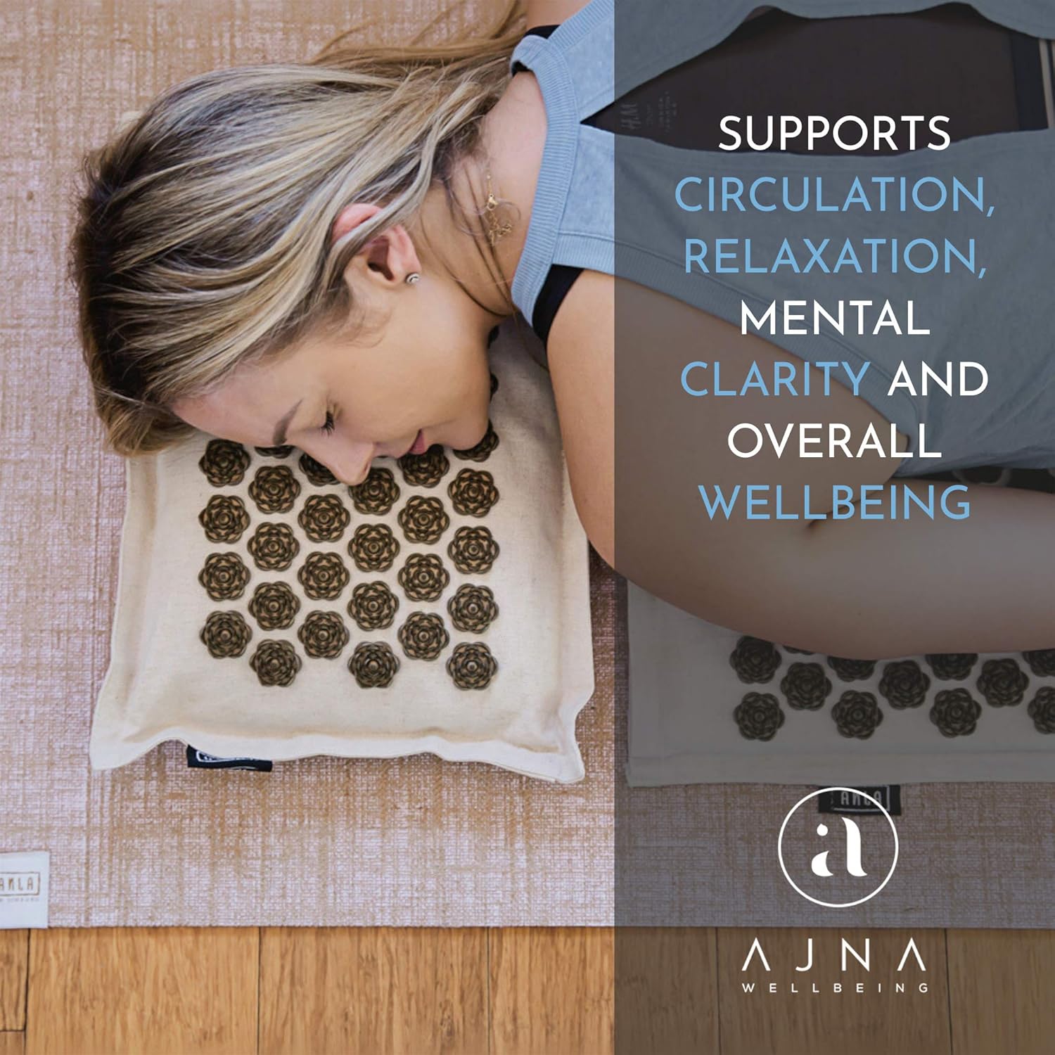 Ajna Acupressure Mat for Massage - Natural Organic Linen Cotton Acupuncture Mat and Bag - Back Pain Relief, Neck Pain Relief, Stress Reliever, Reflexology, Sciatica, Trigger Point Therapy (Natural): Health & Personal Care
