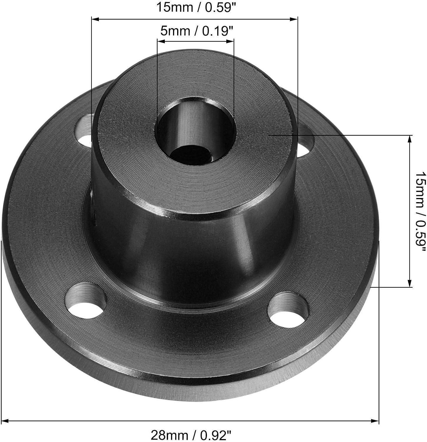 sourcing map 5mm Inner Dia H15xD15 Rigid Flange Coupling Motor Guide Shaft Coupler Motor Connector for DIY Parts Black - Image 3