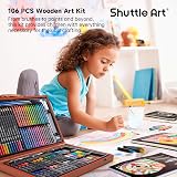 Shuttle Art 106 Piece Deluxe Art Set Wooden Case Pencils Oils Watercolors view 5