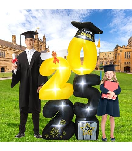 Graduation Pool Decor 6ft Giant Graduation Inflatable With LED Lights ...