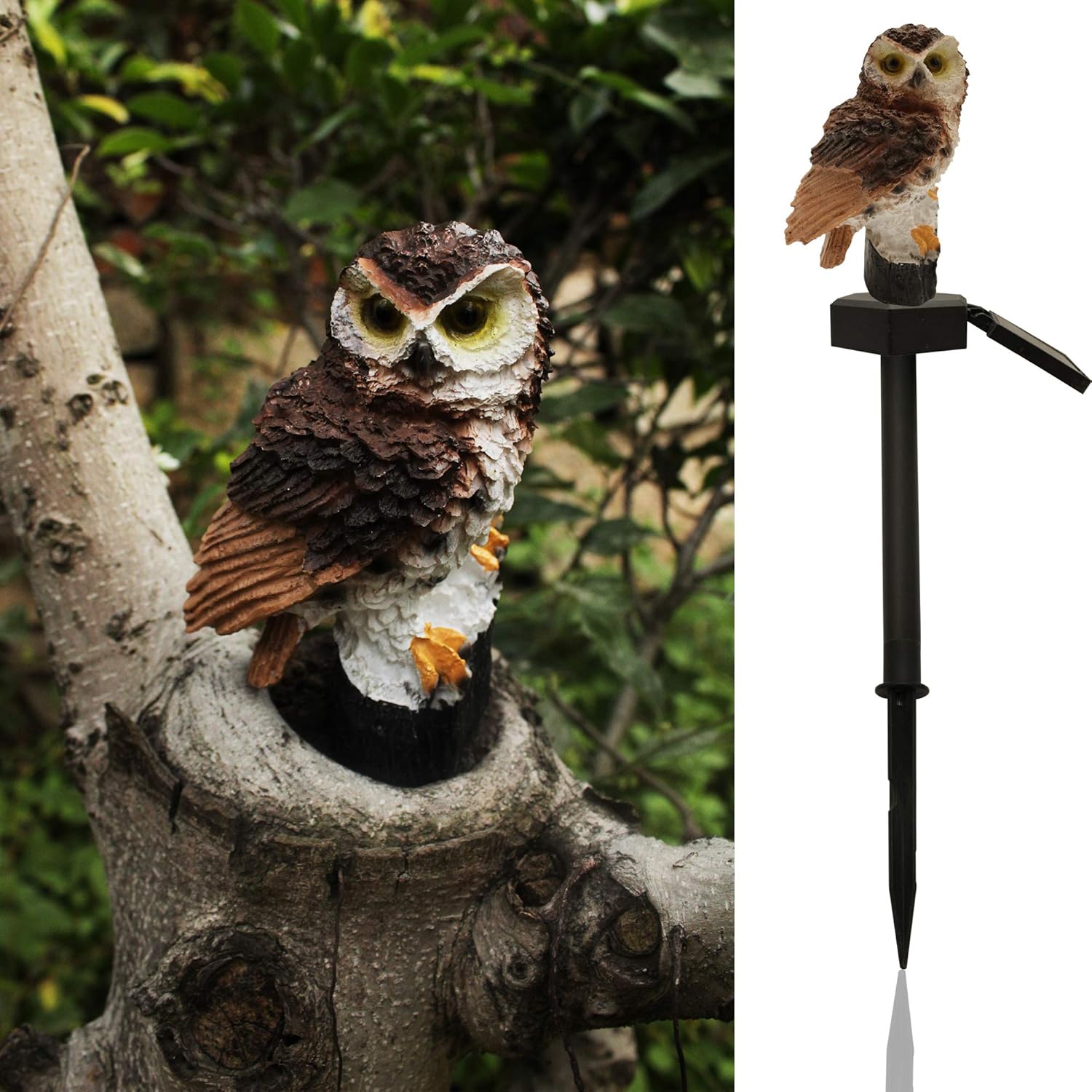 Solar Garden Lawn Light,Led Owl Shape Waterproof Outdoor Landscape Pathway Stake Light for Yard Patio Home Festival Decorative(Brown Owl)