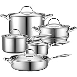 Cooks Standard 10 Piece Multi-Ply Clad Cookware Set, Stainless Steel