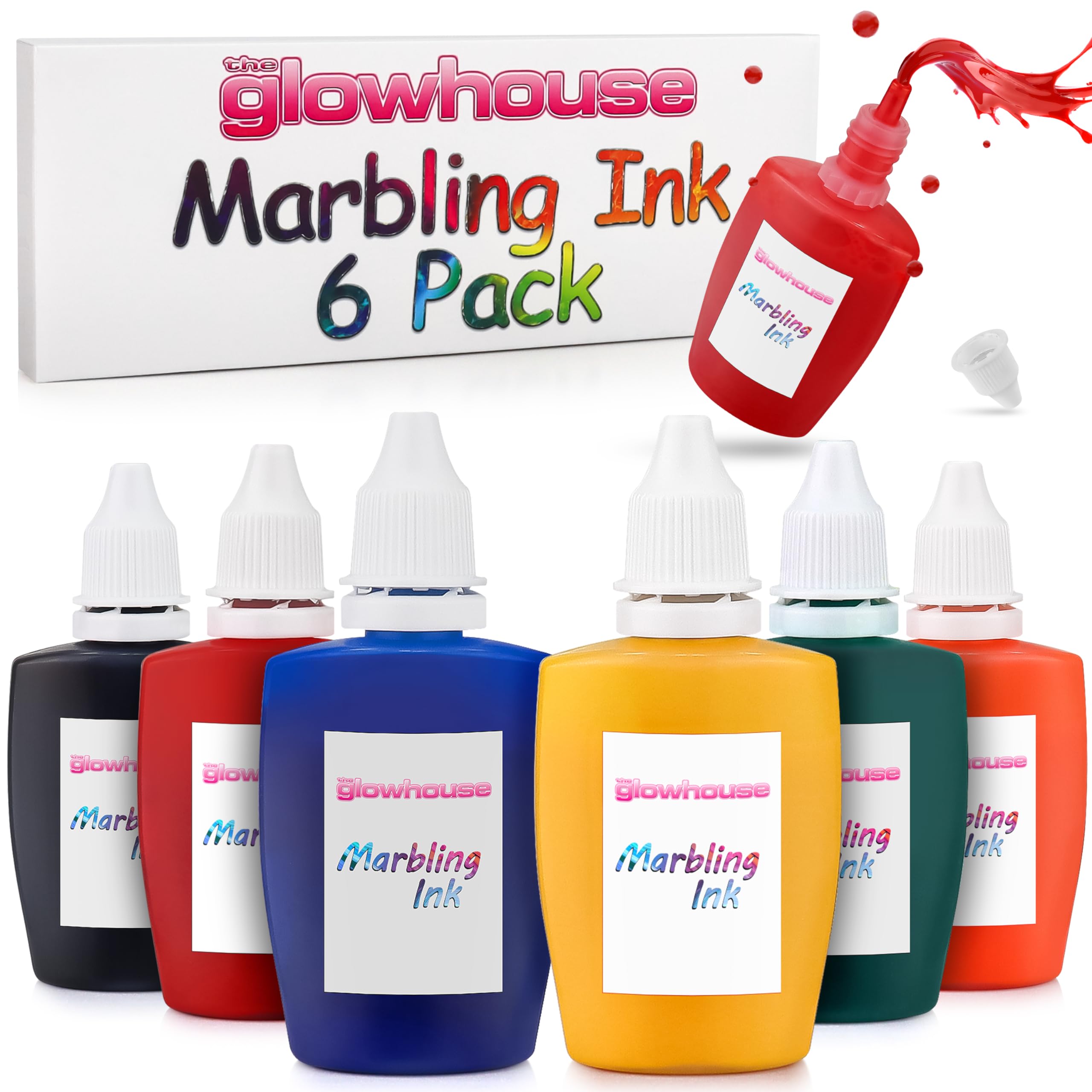 Premium 6 x 25ml Pack Bright Marbling Inks - Ideal for Kids and Adults