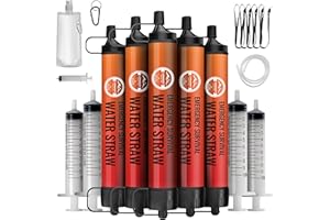 Lormandy Straw Water Filter, Personal Emergency Water Filtration System, Water Purifier, Outdoor Emergency Survival Gear and Equipment for Hiking Camping Accessories Travel Fishing Preparedness (5PCS)
