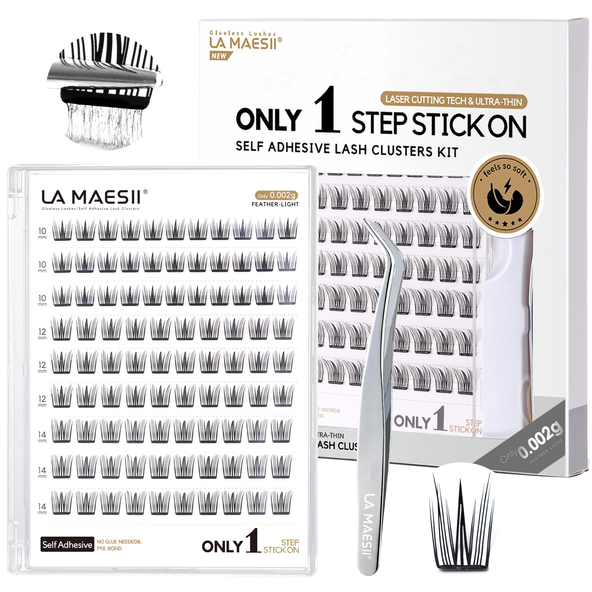 Photo 1 of ***MISSING PIECES*** La Maesii Self Adhesive Eyelashes Kit, Natural Look 10-14mm Lash Clusters Kit Reusable Lash Clusters Pre-Glued DIY Eyelash Extensions, No Glue Needed, No Residue, Easy to Apply (Hybrid)