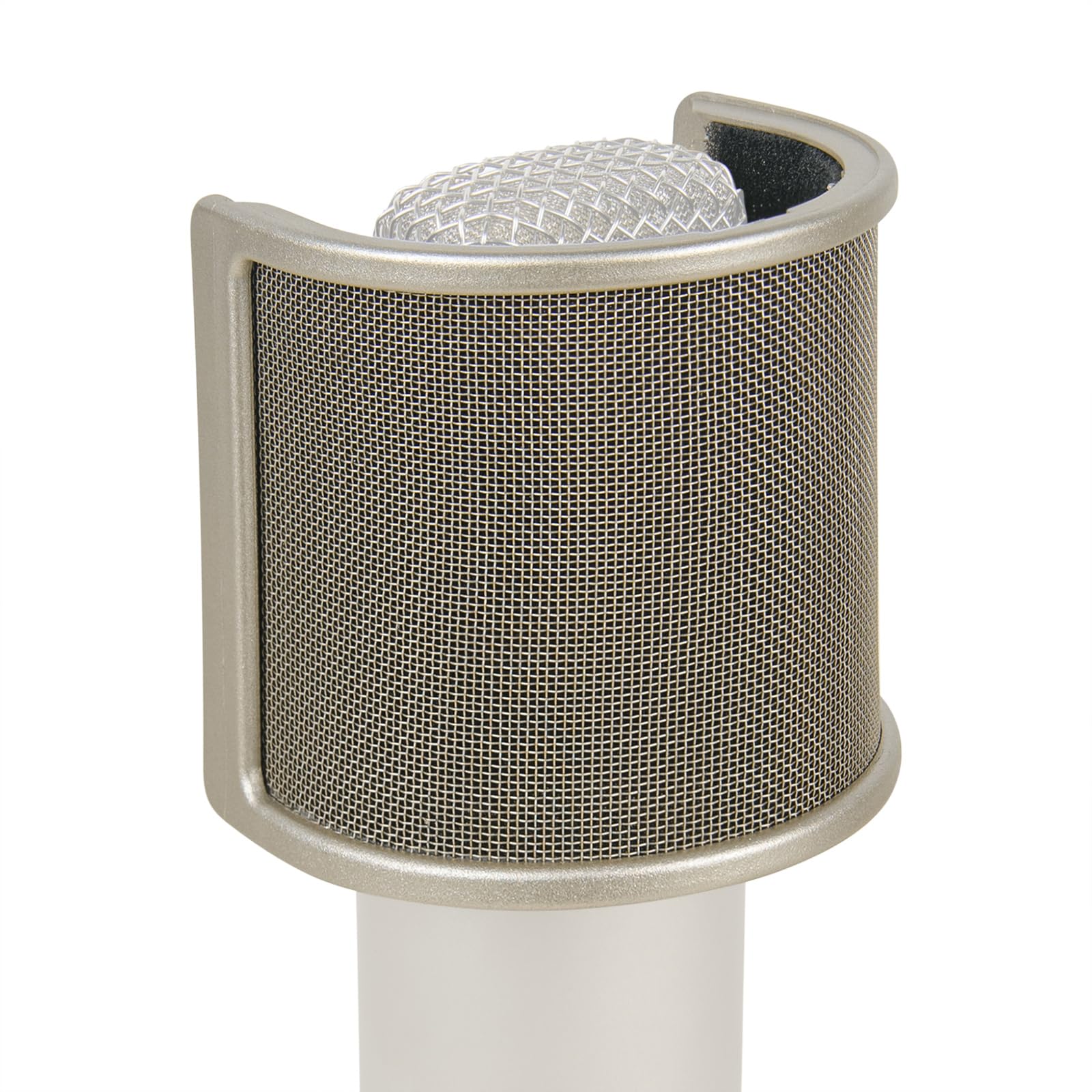 Geekria for Creators Mic Metal Pop Filter, Windscreen Cover with Metal Mesh and Foam Filter, Antipop Mask Compatible with Audio-Technica AT2020, FIFINE K669B, Rode NT-USB (Size S/Nickel)