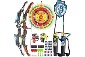 VROGTIK LED Standing Target Archery Set with Bow & Arrows & LED Dart Board for Kids 4-12 Years Old, Outdoor Sports Toy Gift for Boys & Girls