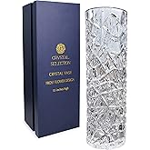 CS Crystal Vase 15-inch high, Frost Flower Design, for Flowers & Decor. Lovely Nice Shiny Piece. Perfect as a Gift, Suitable for All Occasions.
