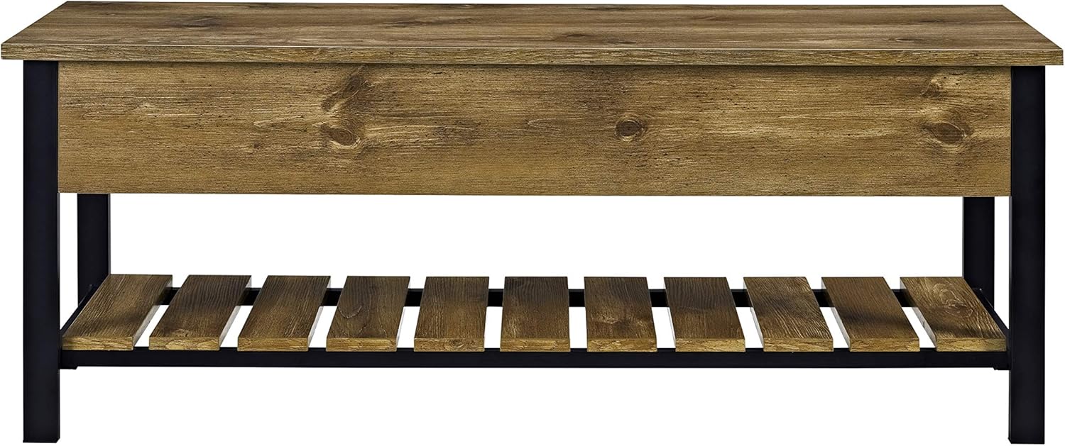 Walker Edison Furniture Company Modern Farmhouse Bench Hidden Entryway Shoe Storage Hallway Organizer, 48 Inch, Barnwood Brown: Kitchen & Dining